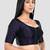 Navy blue plain banglori silk elbow sleeves padded readymade saree blouse