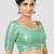 Green brocade half sleeves padded readymade saree blouse