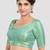 Green brocade half sleeves padded readymade saree blouse
