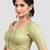 Pista green brocade half sleeves padded readymade saree blouse