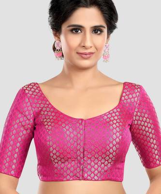 Rani brocade half sleeves padded readymade saree blouse 1
