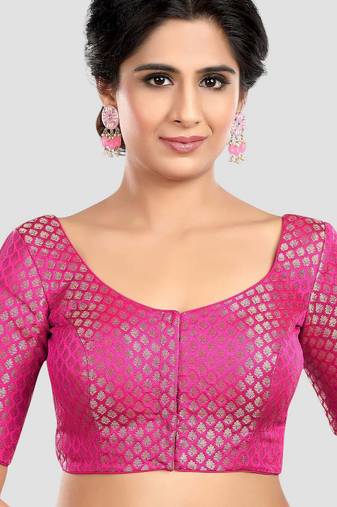 Rani brocade half sleeves padded readymade saree blouse