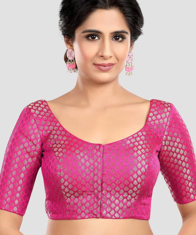 Rani brocade half sleeves padded readymade saree blouse