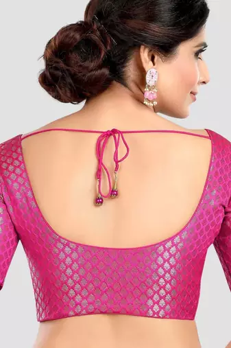 Rani brocade half sleeves padded readymade saree blouse