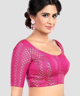 Rani brocade half sleeves padded readymade saree blouse 3