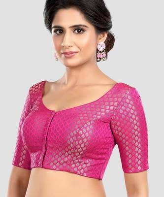 Rani brocade half sleeves padded readymade saree blouse 4