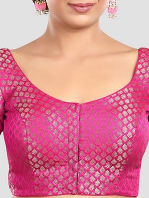 Rani brocade half sleeves padded readymade saree blouse 5