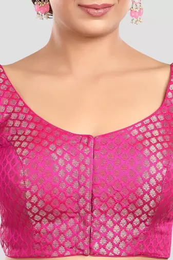 Rani brocade half sleeves padded readymade saree blouse