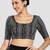 Black ikat handloom cotton padded readymade saree blouse
