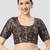 Black paisley silk printed padded round neck half sleeves readymade saree blouse