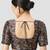 Black paisley silk printed padded round neck half sleeves readymade saree blouse