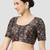 Black paisley silk printed padded round neck half sleeves readymade saree blouse