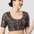 Black paisley silk printed padded round neck half sleeves readymade saree blouse