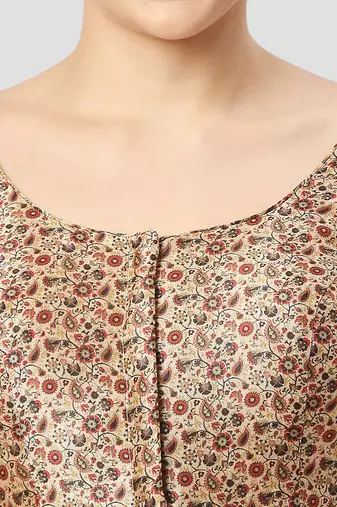 Printed padded round neck half sleeves readymade saree blouse
