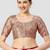 Beige silk printed round neck half sleeves readymade saree blouse