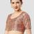 Beige silk printed round neck half sleeves readymade saree blouse