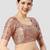 Beige silk printed round neck half sleeves readymade saree blouse