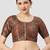 Black silk printed round neck half sleeves readymade saree blouse