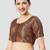 Black silk printed round neck half sleeves readymade saree blouse