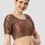 Black silk printed round neck half sleeves readymade saree blouse