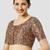 Maroon silk printed round neck half sleeves readymade saree blouse
