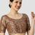 Maroon silk printed round neck half sleeves readymade saree blouse