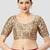 light-green silk leafy floral printed padded readymade saree blouse
