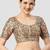 light-green silk leafy floral printed padded readymade saree blouse