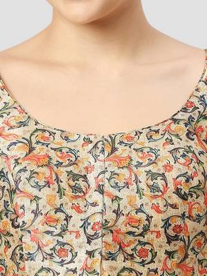light-green silk leafy floral printed padded readymade saree blouse 5