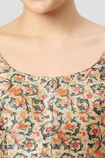 light-green silk leafy floral printed padded readymade saree blouse