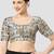 Light grey silk printed round neck half sleeves readymade saree blouse