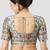 Light grey silk printed round neck half sleeves readymade saree blouse