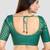 Brocade rama green elbow sleeves round neck padded readymade saree blouse