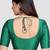 Rama green kora soilk solid readymade saree blouse with round neckline