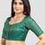 Brocade rama green elbow sleeves round neck padded readymade saree blouse