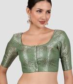 Green brocade padded saree blouse