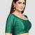 Rama green kora soilk solid readymade saree blouse with round neckline