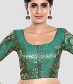 Brocade delight short sleeves padded readymade saree blouse