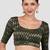 Green & gold zigzag pattern cotton readymade saree blouse