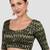 Green & gold zigzag pattern cotton readymade saree blouse