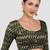 Green & gold zigzag pattern cotton readymade saree blouse