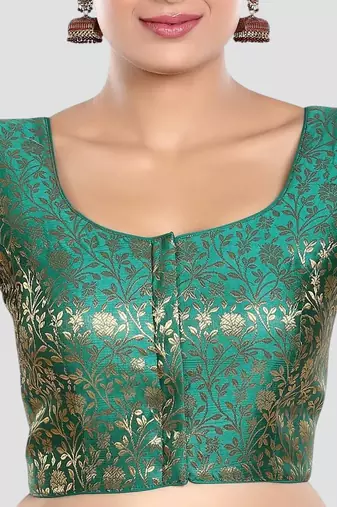 Brocade delight short sleeves padded readymade saree blouse