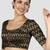 Black & gold zigzag pattern cotton readymade saree blouse