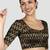 Black & gold zigzag pattern cotton readymade saree blouse