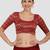 Maroon & gold zigzag pattern cotton readymade saree blouse