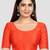 Rust kora silk elbow sleeves round neck padded readymade saree blouse