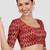 Maroon & gold zigzag pattern cotton readymade saree blouse