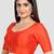 Rust kora silk elbow sleeves round neck padded readymade saree blouse