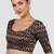 Navy blue & gold zigzag pattern cotton readymade saree blouse