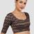Navy blue & gold zigzag pattern cotton readymade saree blouse